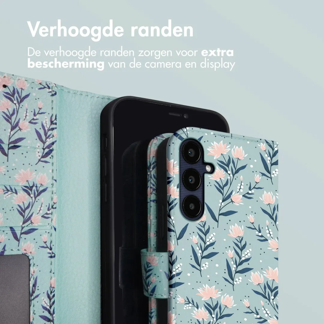 Imoshion Galaxy A25 Hoesje Blue Flowers - 3 Pasjes