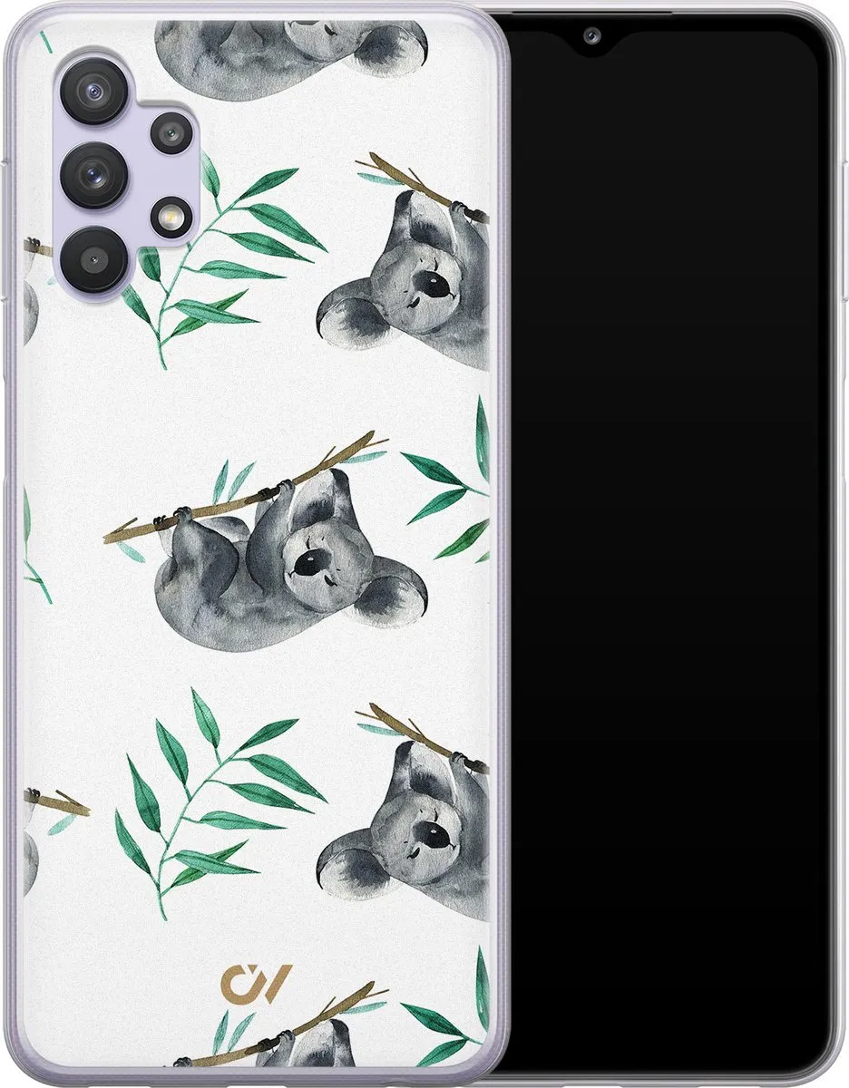 Casevibes Samsung Galaxy A32 5G Hoesje - Koala Print - Wit