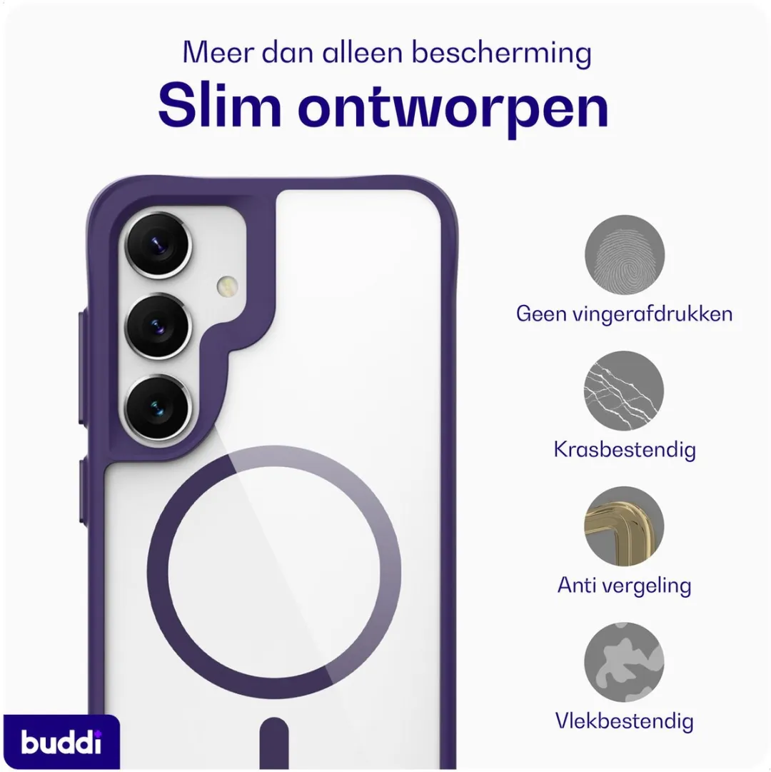 Buddi Hybrid Hoesje Samsung Galaxy S25/S24 Plus - MagSafe - Transparant Paars