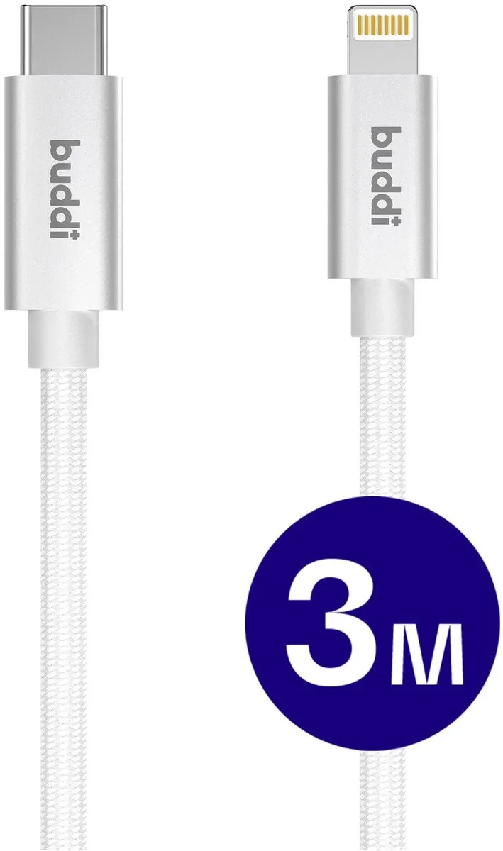 Buddi Flex USB-C naar Lightning Kabel 20W Wit