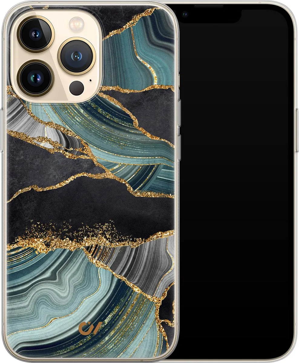 Casevibes iPhone 13 Pro Hoesje - Marble Jade Stone - Multi