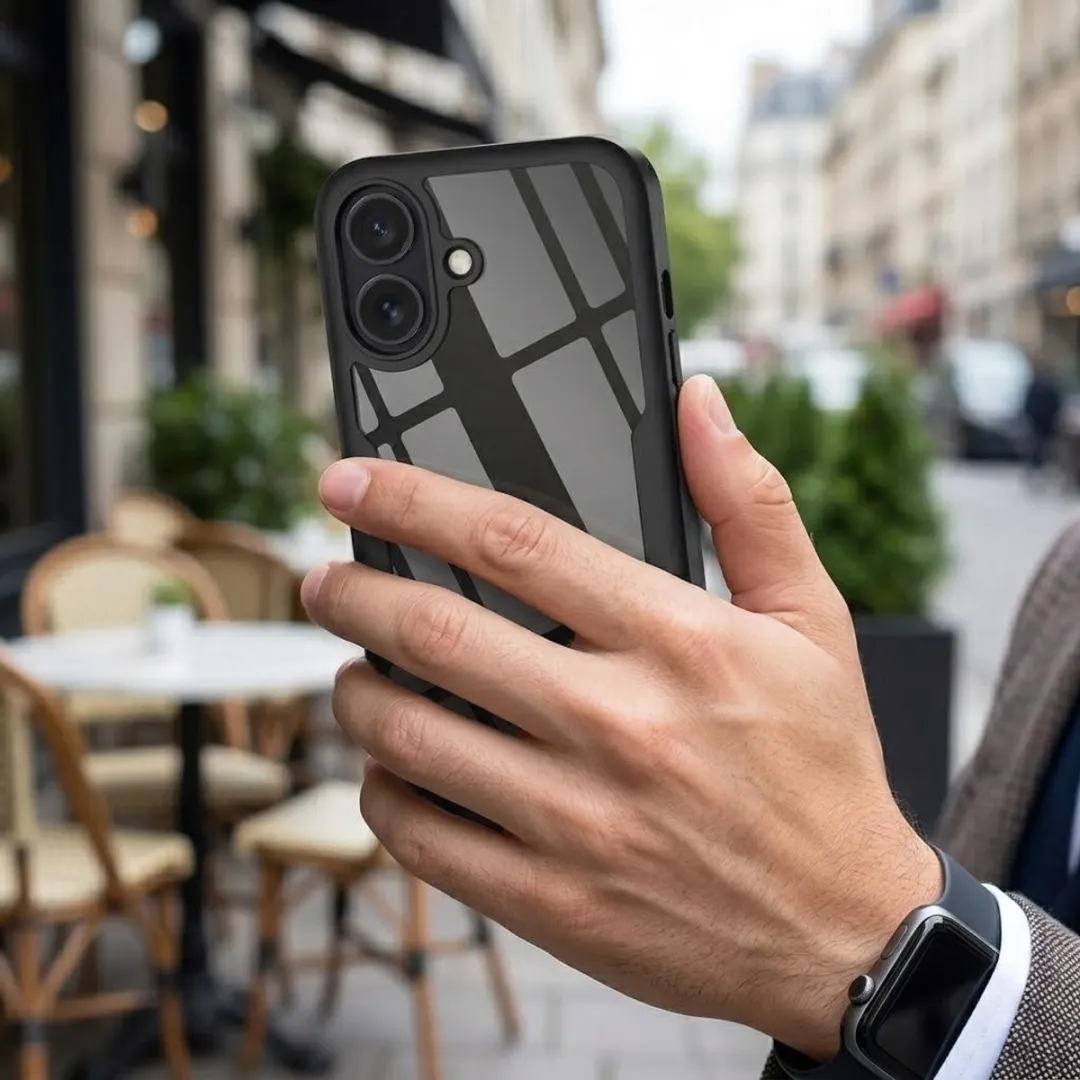 NUVEX iPhone 16 Plus Hoesje - Zwart Transparant