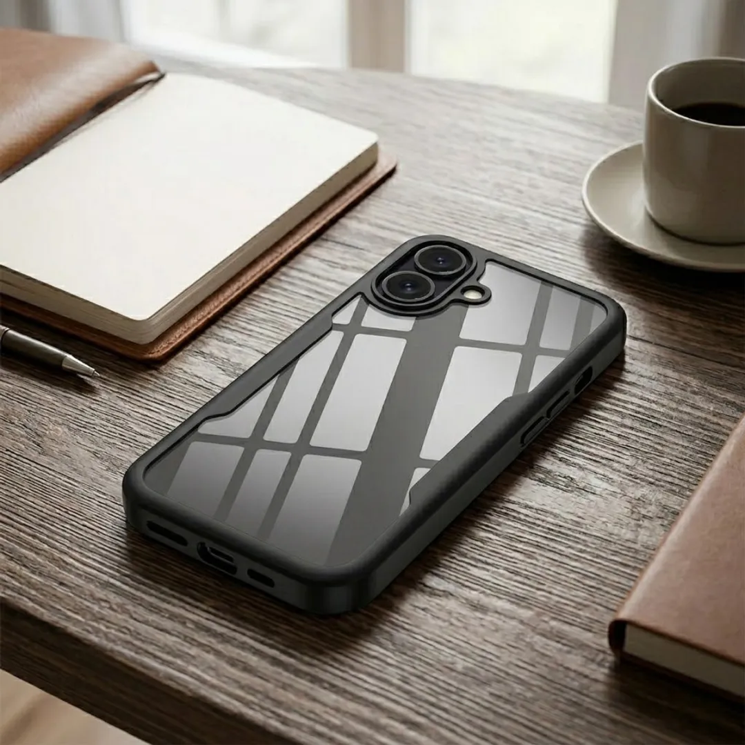 NUVEX iPhone 16 Plus Hoesje - Zwart Transparant