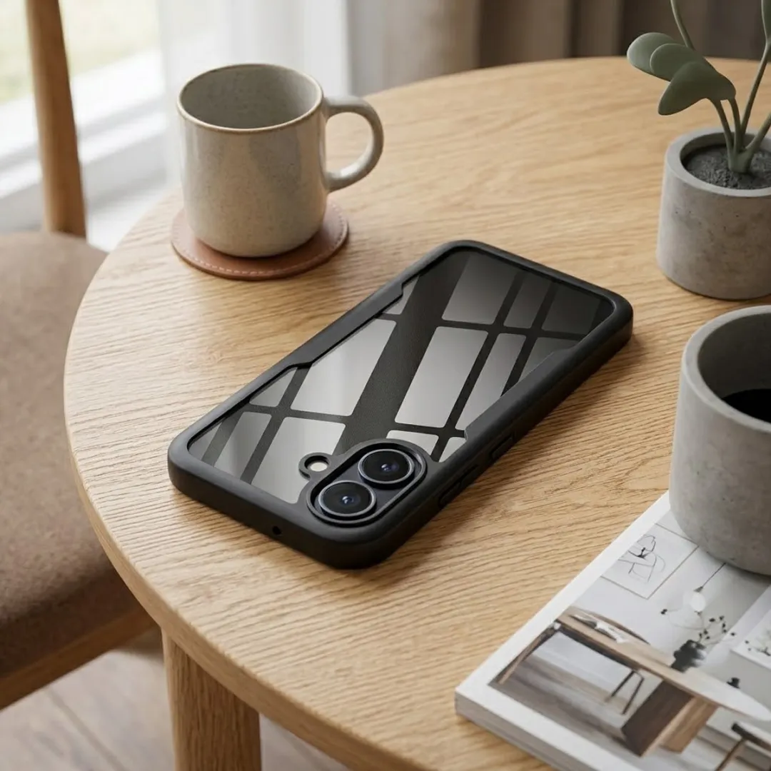 NUVEX iPhone 16 Plus Hoesje - Zwart Transparant