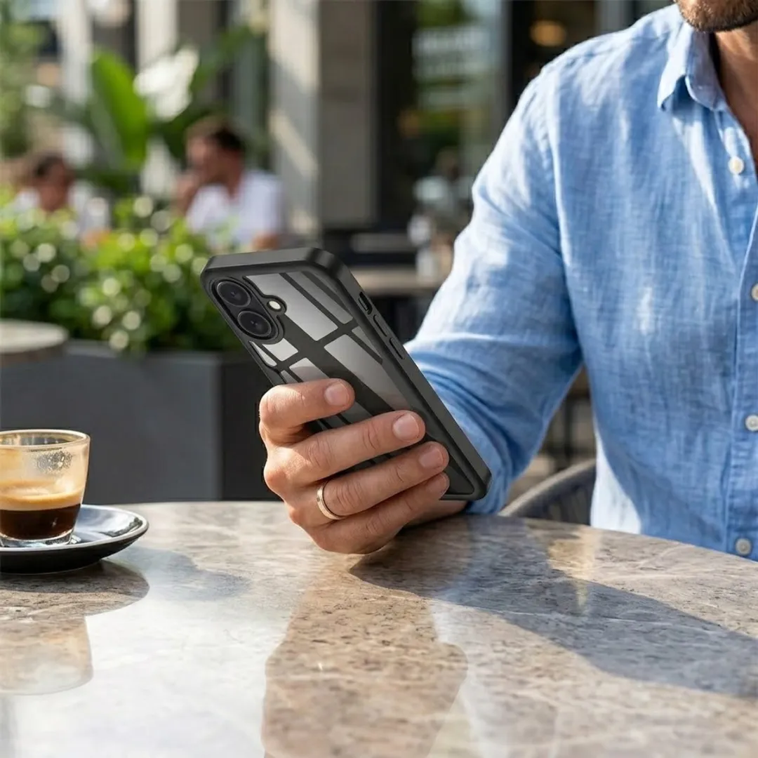 NUVEX iPhone 16 Plus Hoesje - Zwart Transparant