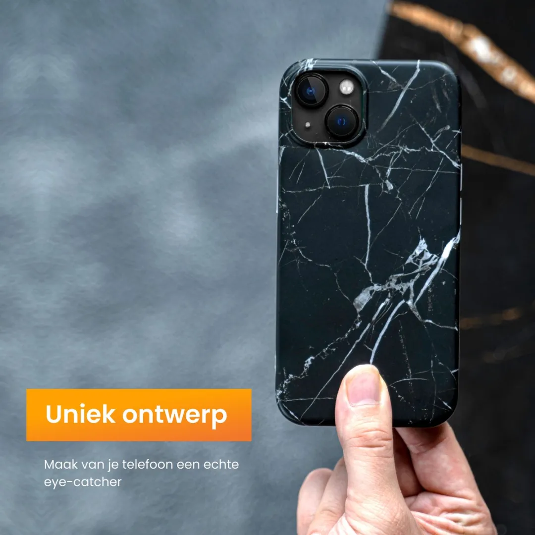 R2B iPhone 14 Hoesje Marmer Zwart - MagSafe
