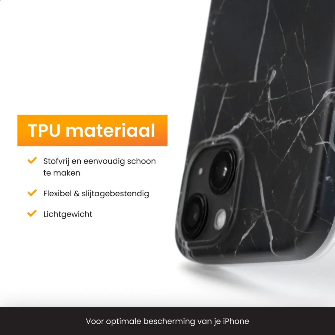 R2B iPhone 14 Hoesje Marmer Zwart - MagSafe