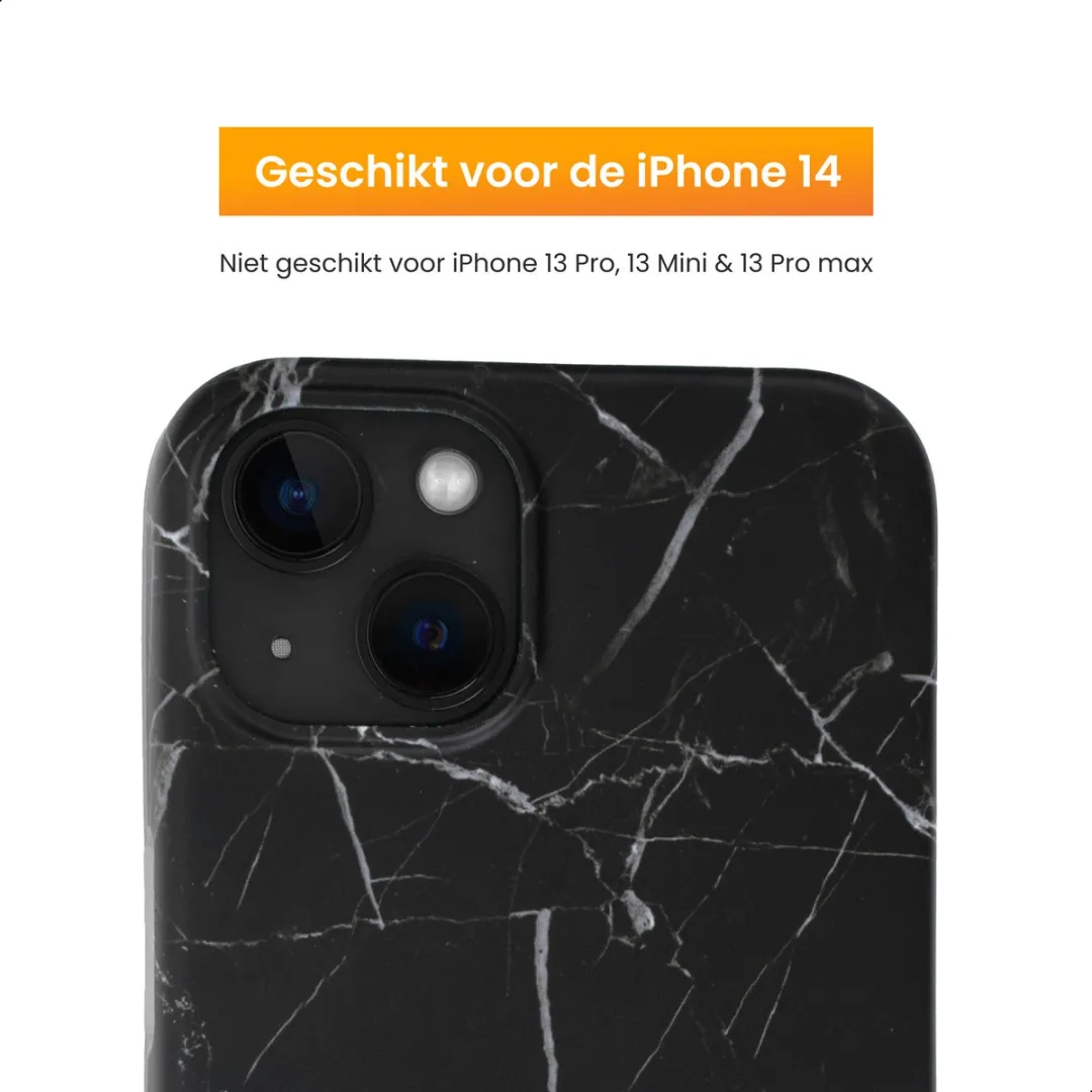 R2B iPhone 14 Hoesje Marmer Zwart - MagSafe