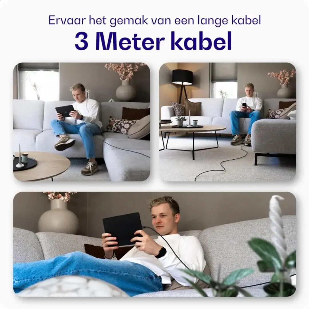 Buddi Flex Duo Pack USB-C Kabel 60W - 3M - Zwart