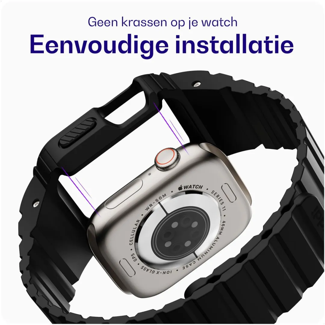 Buddi Forge Bandje en Hoesje Apple Watch 40/41mm - Siliconen - Zwart