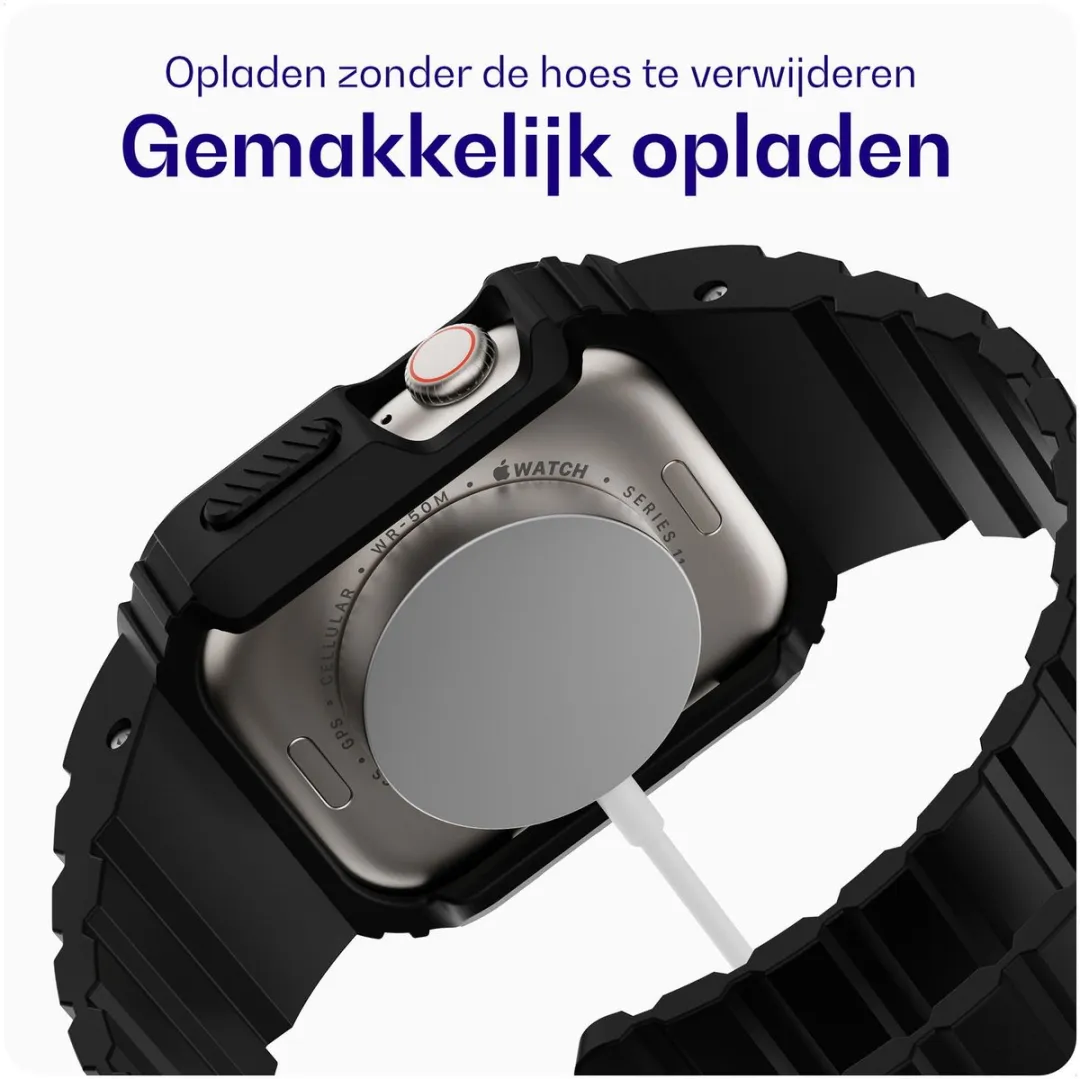 Buddi Forge Bandje en Hoesje Apple Watch 40/41mm - Siliconen - Zwart