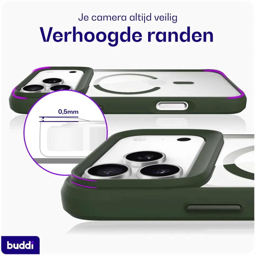 Buddi Hybrid Hoesje iPhone 17 Pro Max - MagSafe - Transparant Groen