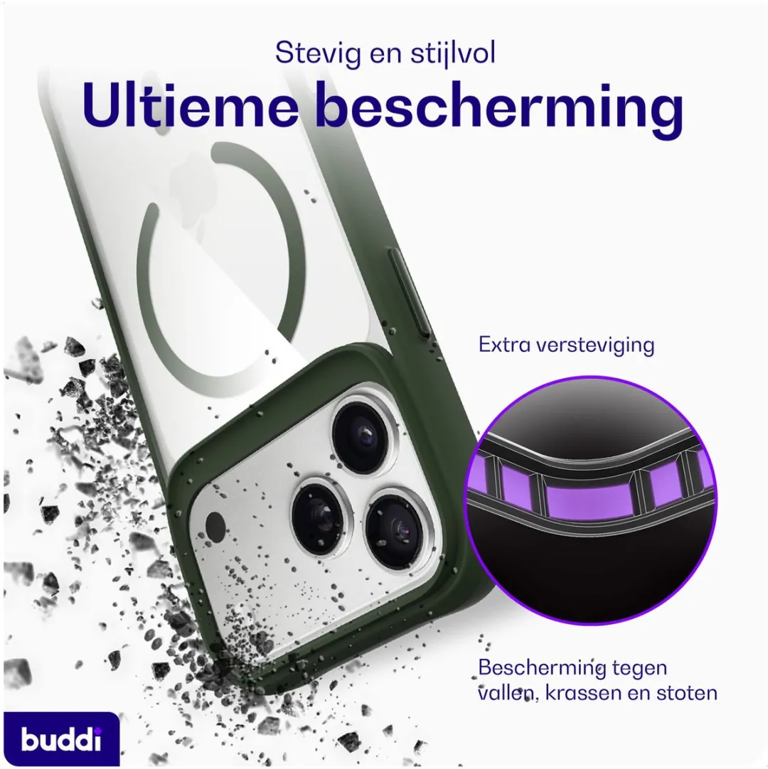 Buddi Hybrid Hoesje iPhone 17 Pro Max - MagSafe - Transparant Groen - afbeelding 6 van 6