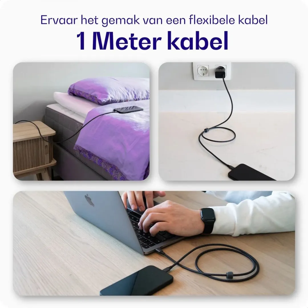 Buddi Flex USB-A naar USB-C Kabel 12W 1M - Zwart