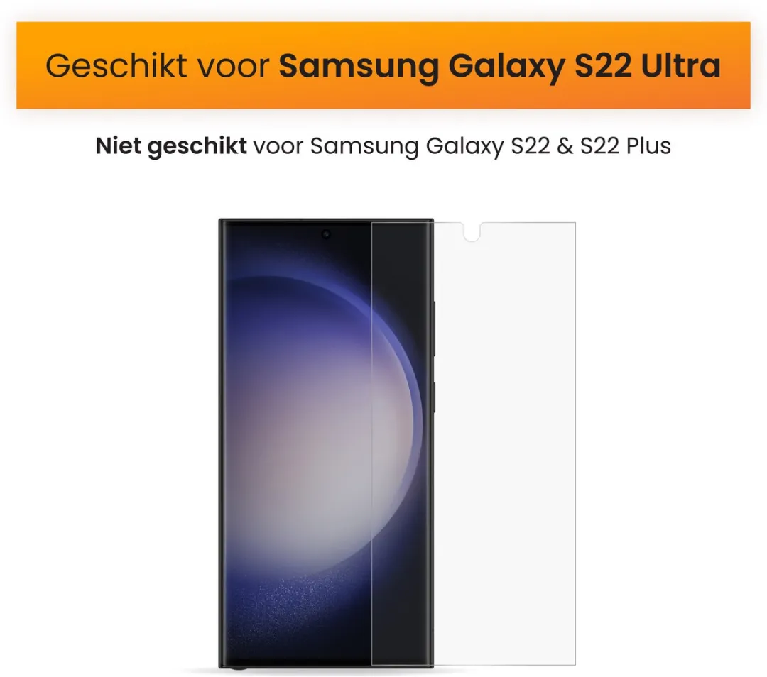 R2B Screenprotector Samsung Galaxy S22 Ultra - 2 Stuks - Tempered Glass