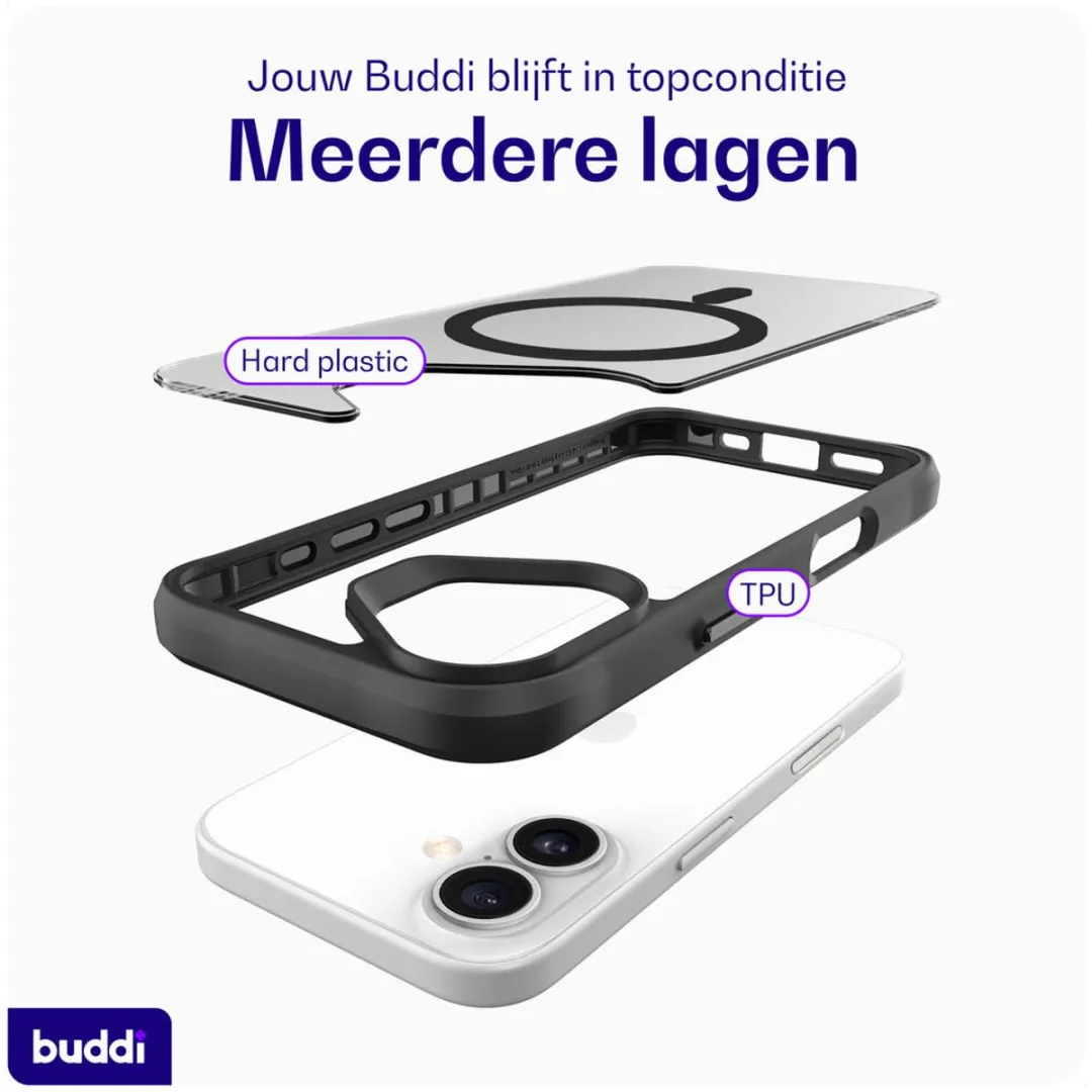 Buddi Hybrid Hoesje iPhone 16 - MagSafe - Matte Zwart