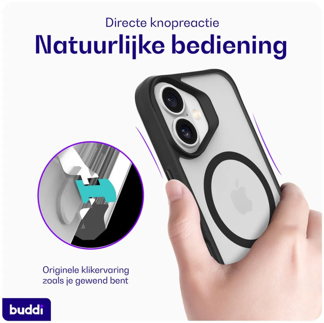 Buddi Hybrid Hoesje iPhone 16 - MagSafe - Matte Zwart