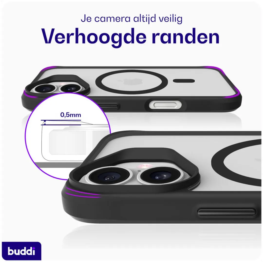 Buddi Hybrid Hoesje iPhone 16 - MagSafe - Matte Zwart