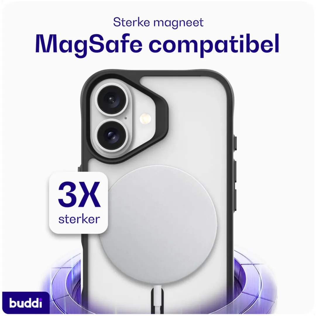 Buddi Hybrid Hoesje iPhone 16 - MagSafe - Matte Zwart