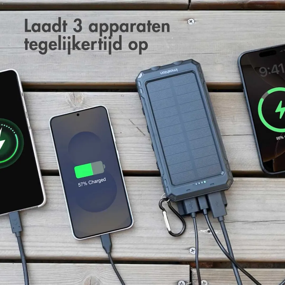 Imoshion SH00084421 Solar Powerbank 10.000mAh - 3x Opladen - Zwart