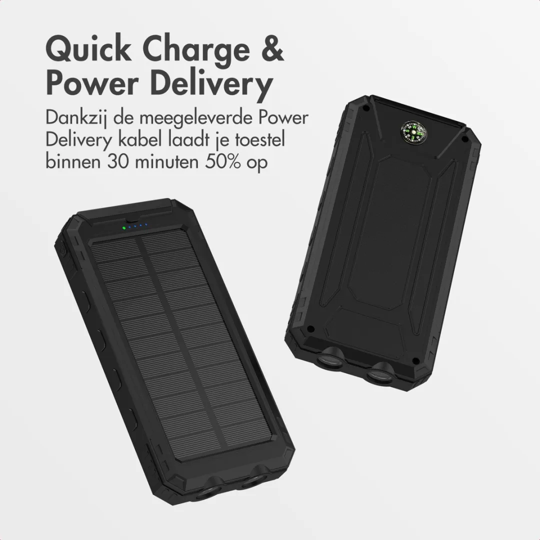 Imoshion SH00084421 Solar Powerbank 10.000mAh - 3x Opladen - Zwart