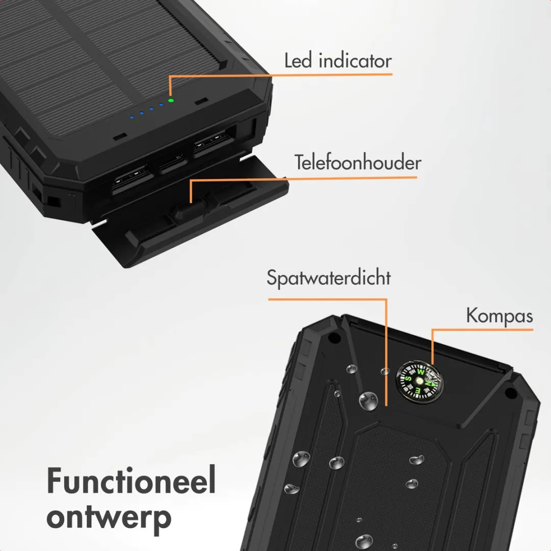 Imoshion SH00084421 Solar Powerbank 10.000mAh - 3x Opladen - Zwart - afbeelding 6 van 6