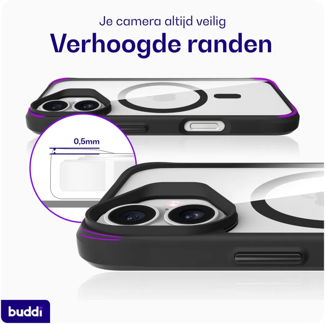 Buddi Hybrid Hoesje iPhone 17 - MagSafe - Transparant Zwart - afbeelding 6 van 6