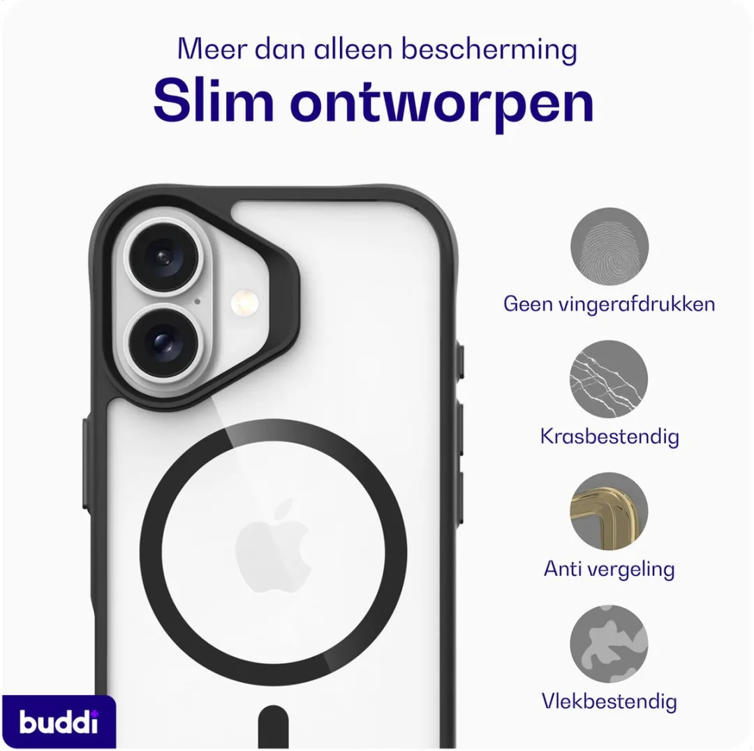 Buddi Hybrid Hoesje iPhone 17 - MagSafe - Transparant Zwart
