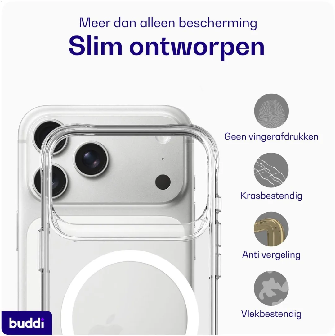 Buddi Core iPhone 17 Pro Hoesje - MagSafe - Transparant