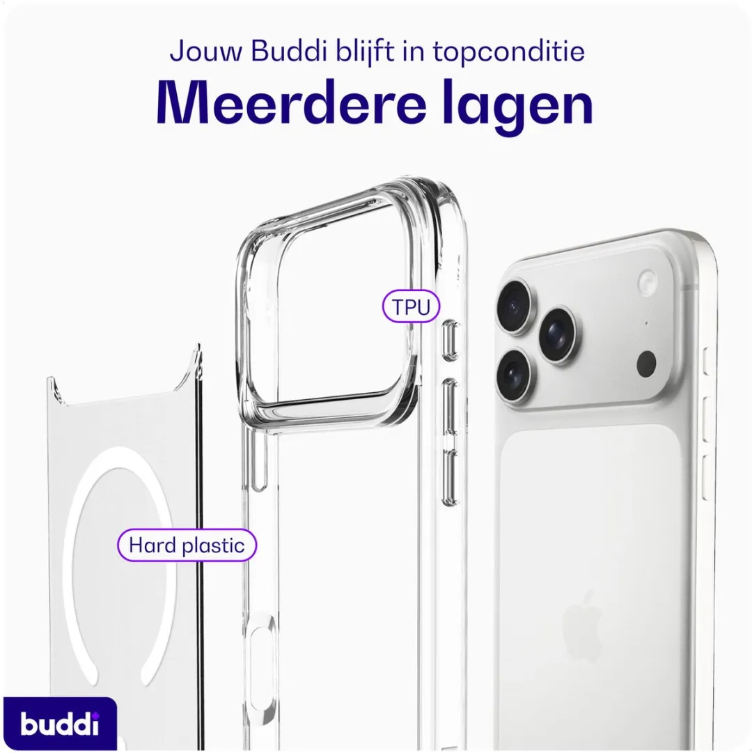 Buddi Core iPhone 17 Pro Hoesje - MagSafe - Transparant