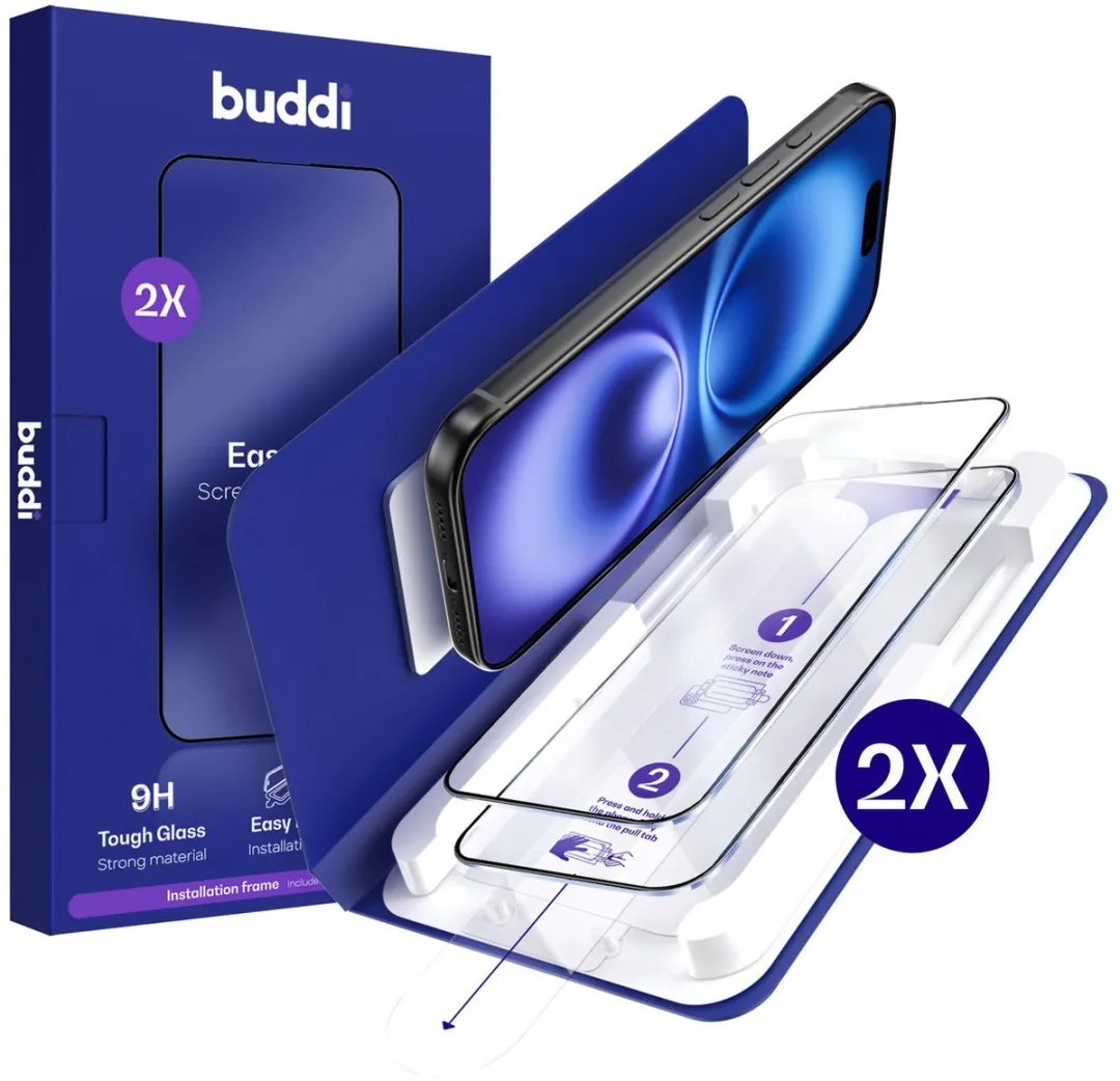 Buddi Screenprotector iPhone 15/16 2 Stuks