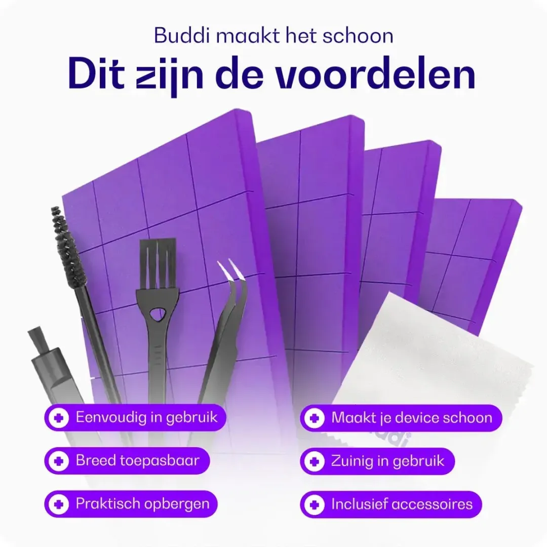Buddi Fresh Complete Telefoon Schoonmaakset - Paars - afbeelding 6 van 6