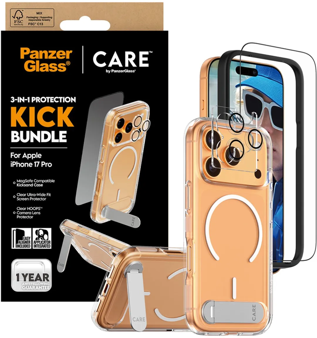 PanzerGlass iPhone 17 Pro 3-in-1 Bundle - Schermhoes & Lensbeschermers