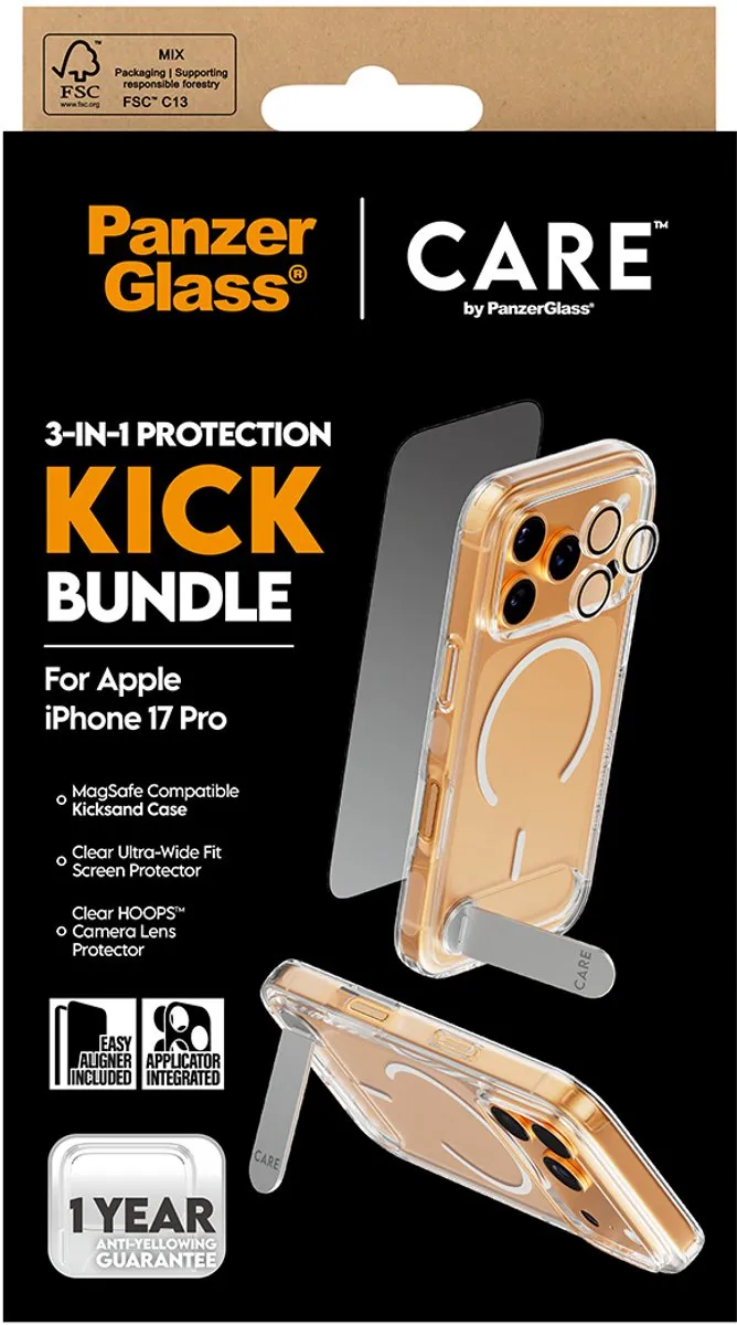 PanzerGlass iPhone 17 Pro 3-in-1 Bundle - Schermhoes & Lensbeschermers