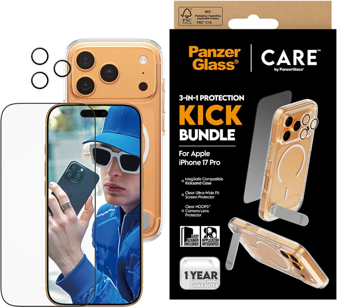 PanzerGlass iPhone 17 Pro 3-in-1 Bundle - Schermhoes & Lensbeschermers