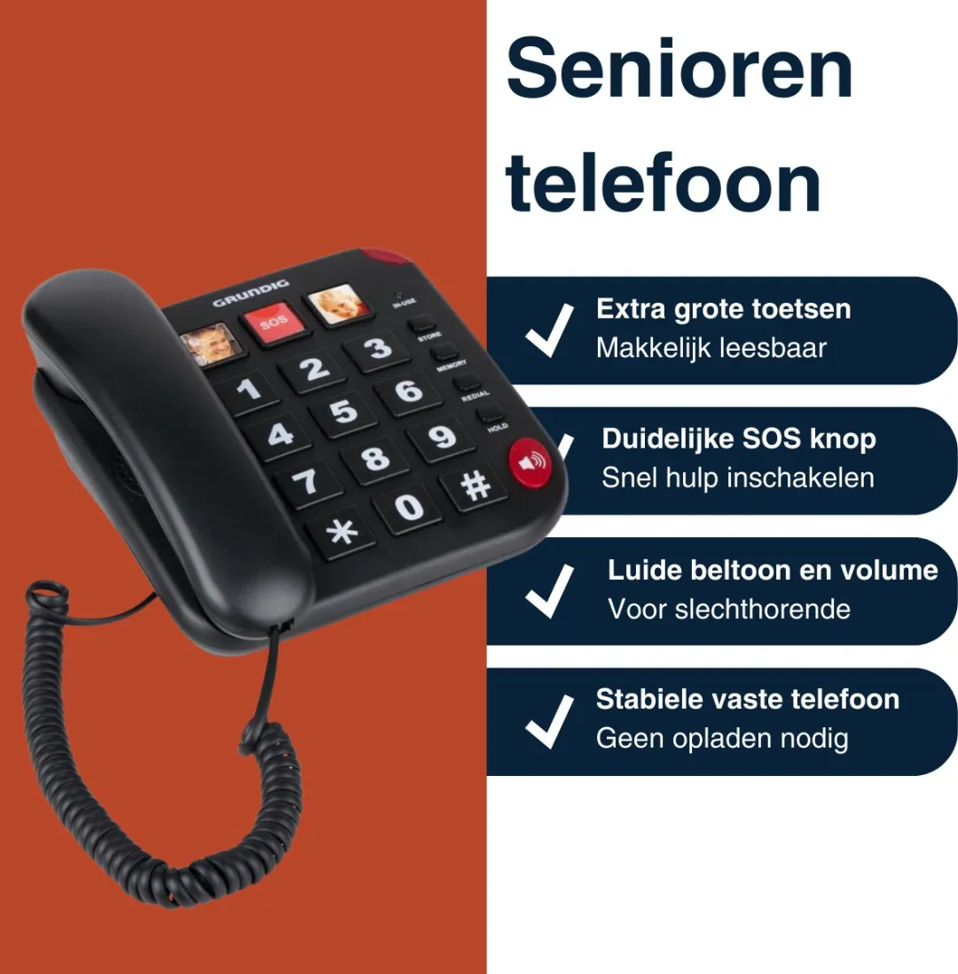 Grundig Senioren Telefoon 8711252503929 - Zwart