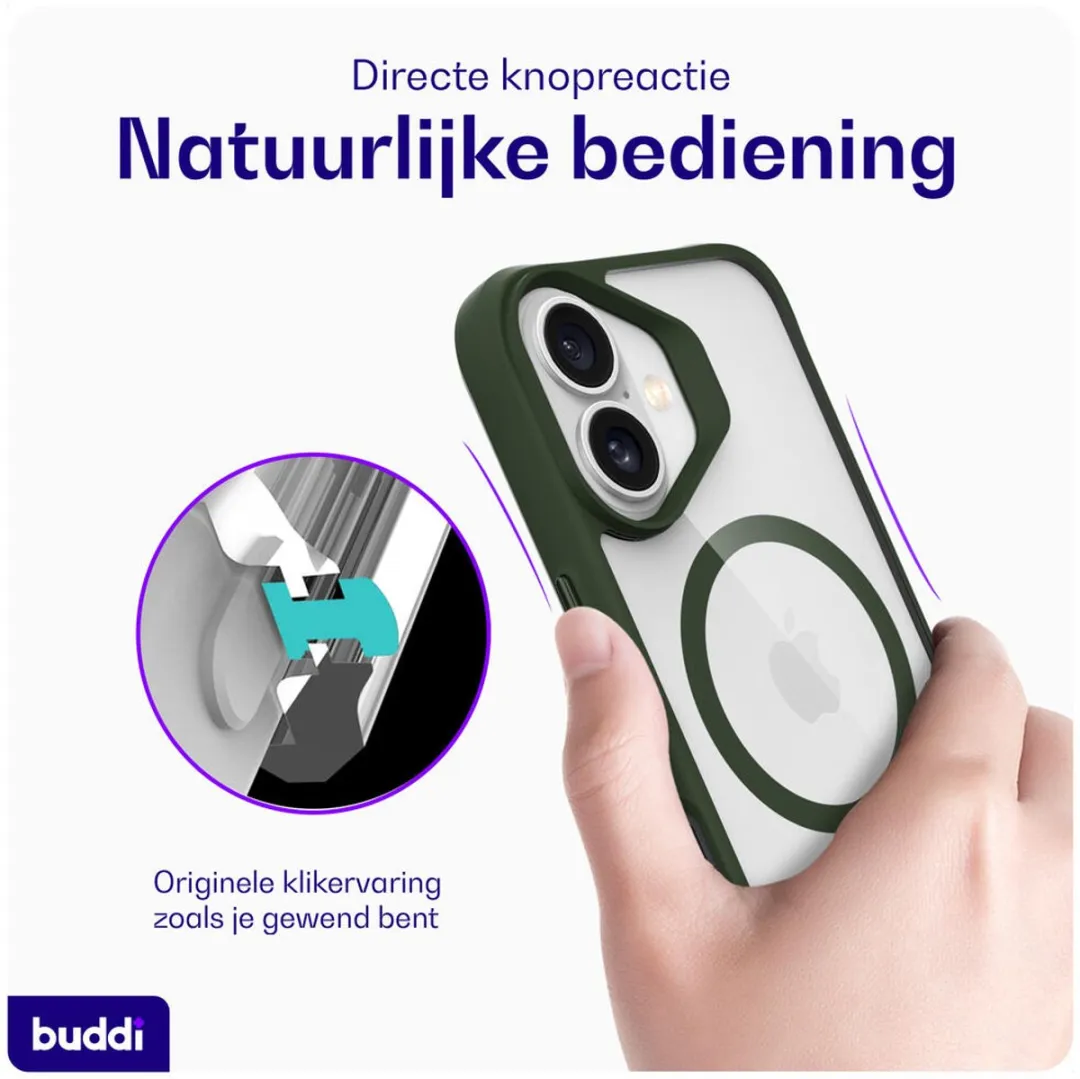 Buddi Hybrid iPhone 16 Hoesje - MagSafe Groen