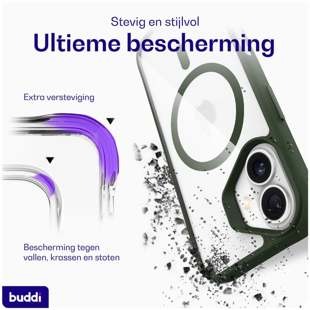 Buddi Hybrid iPhone 16 Hoesje - MagSafe Groen