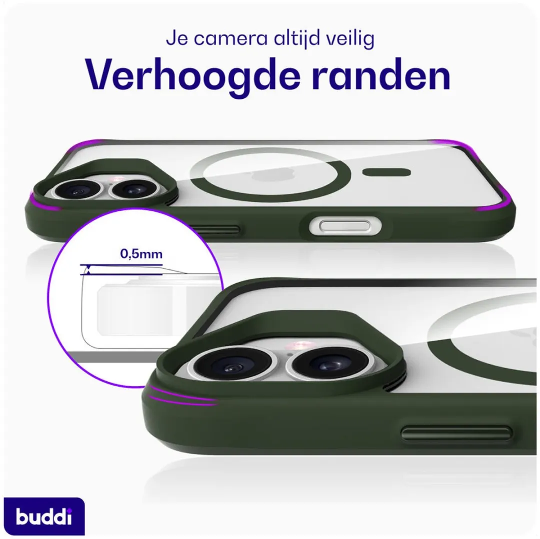 Buddi Hybrid iPhone 16 Hoesje - MagSafe Groen