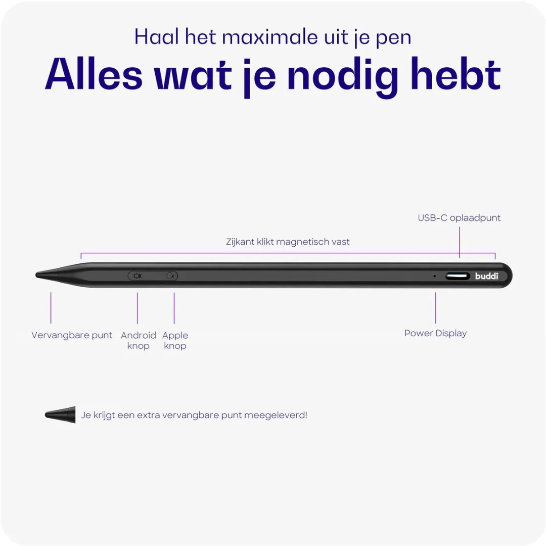 Buddi Flow 2 WKZP033A-2 Universele Styluspen - Zwart