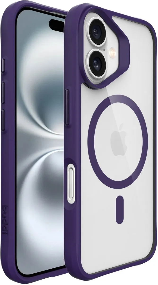 Buddi Hybrid iPhone 17 Hoesje - Transparant Paars - MagSafe