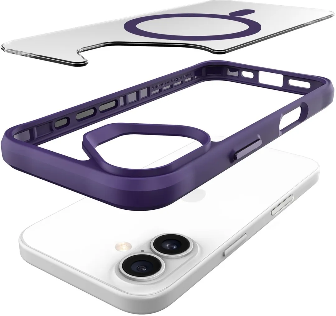 Buddi Hybrid iPhone 17 Hoesje - Transparant Paars - MagSafe