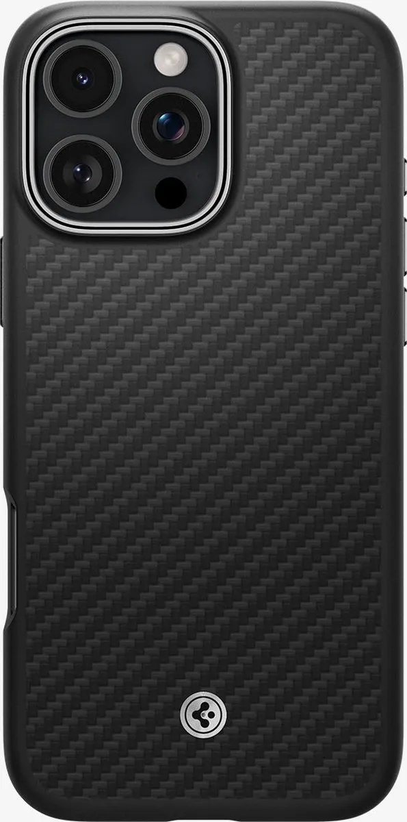 Spigen Enzo Aramid Hoesje iPhone 16 Pro Max - Matte Zwart Zilver