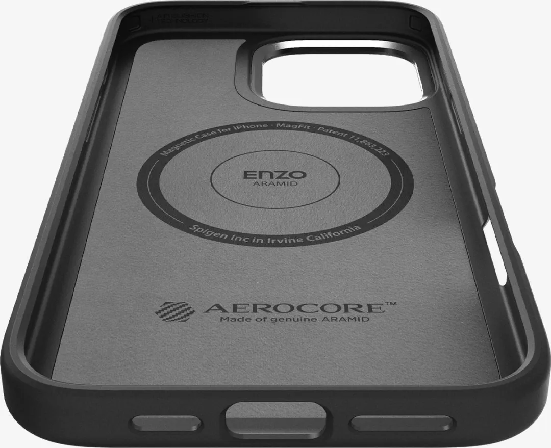 Spigen Enzo Aramid Hoesje iPhone 16 Pro Max - Matte Zwart Zilver
