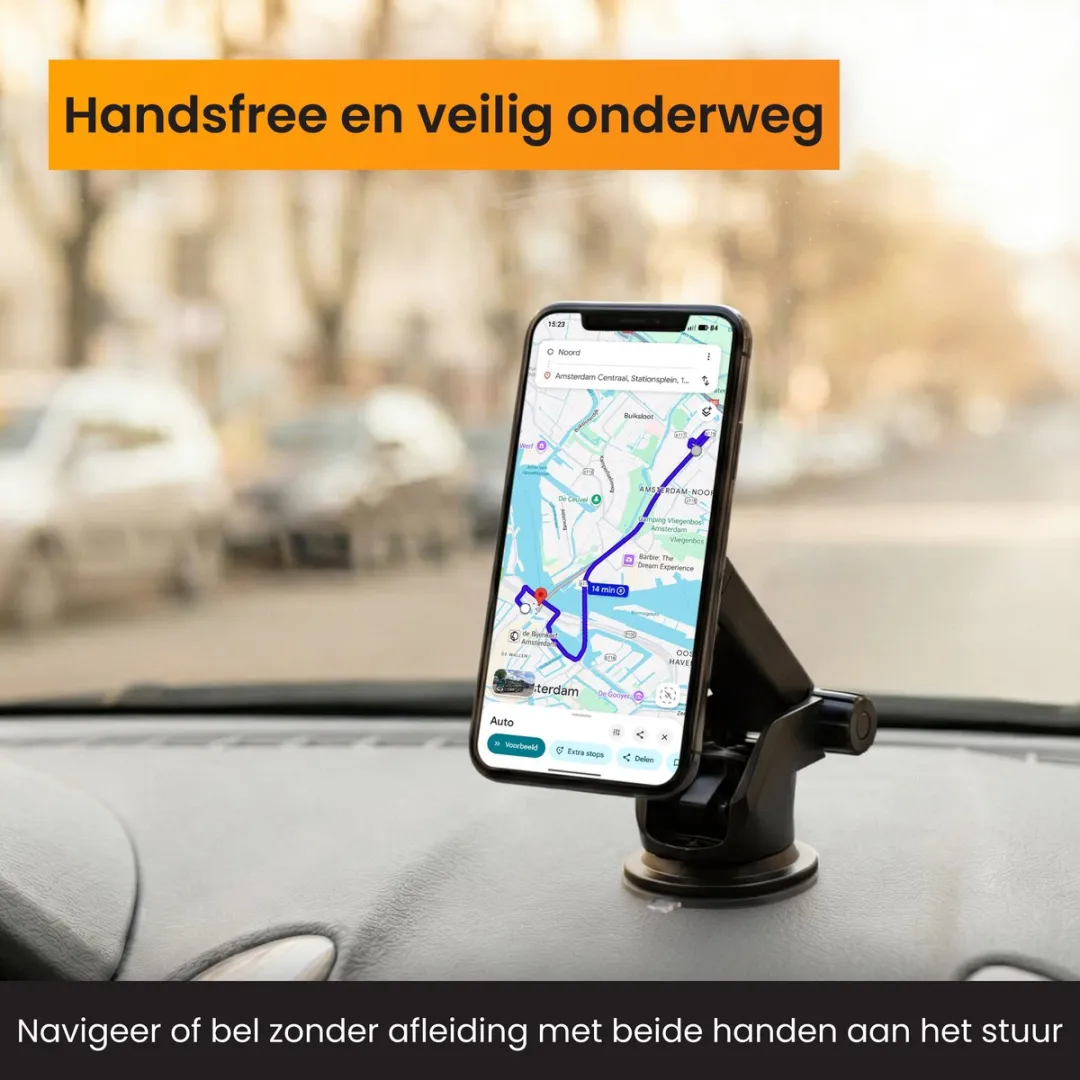 R2B Telefoonhouder Auto Zuignap Zandvoort - MagSafe - 7 Inch - Zwart