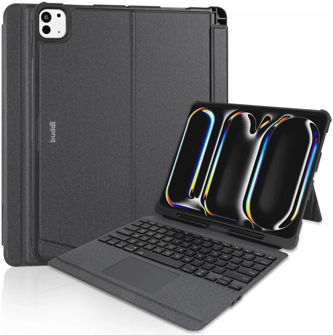 Buddi Thorn Hoes iPad Pro 13 (2024) - QWERTY Toetsenbord - Zwart/Grijs