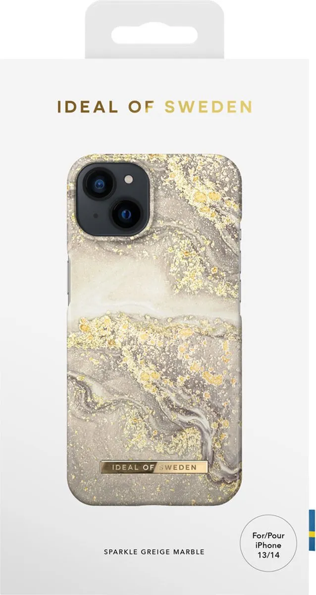 iDeal of Sweden iPhone 14 Backcover Sparkle Greige Marble - 7340205166341