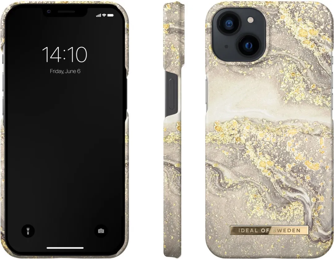iDeal of Sweden iPhone 14 Backcover Sparkle Greige Marble - 7340205166341