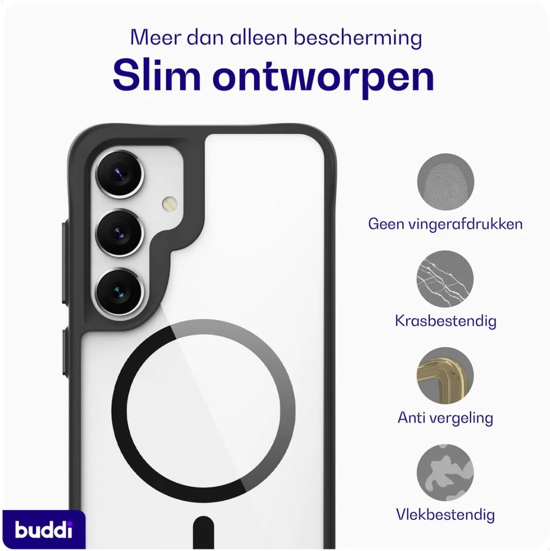 Buddi Hybrid Hoesje Samsung Galaxy S25/S24 - MagSafe - Transparant Zwart