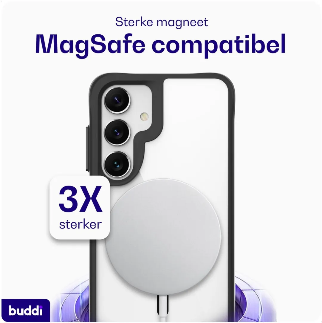 Buddi Hybrid Hoesje Samsung Galaxy S25/S24 - MagSafe - Transparant Zwart